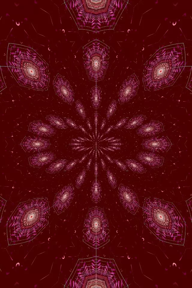 Pulsating Magenta Kaleidoscope Neon Tunnel VJ Loop 9:16 60fps Screensaver