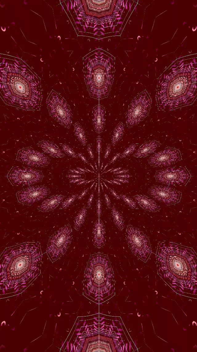 Pulsating Magenta Kaleidoscope Neon Tunnel | 9:16 Reels 60fps VJ Loop Screensaver