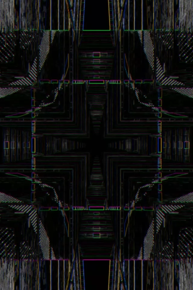 Neon Tunnel Symmetrical Grid Vortex 2:3 Portrait 60fps Screensaver VJ Loop