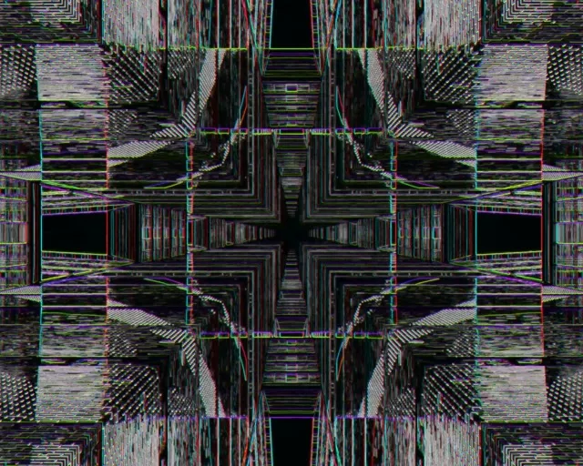 5:4 Industrial Neon Tunnel VJ Loop 60fps Screensaver - Glitch Kaleidoscope