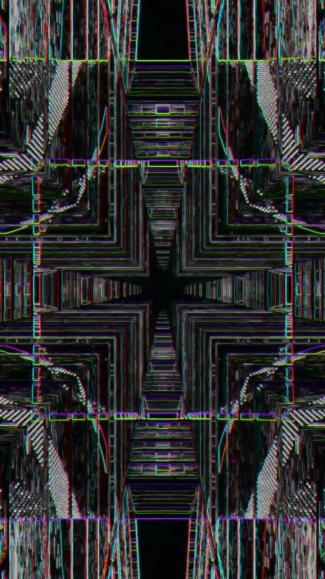 Neon Tunnel VJ Loop 9:16 Reels 60fps Screensaver Kaleidoscope Geometry