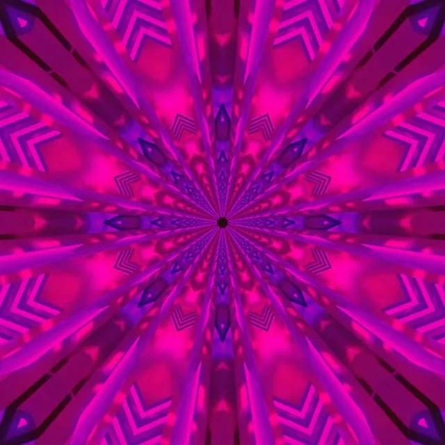 Pulsating Magenta Kaleidoscope Neon Tunnel | 1:1 Square 60fps VJ Loop Screensaver