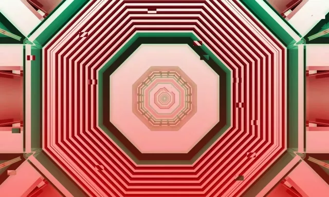 Octagonal Pink Neon Tunnel VJ Loop 60fps 5:3 Wide Screensaver