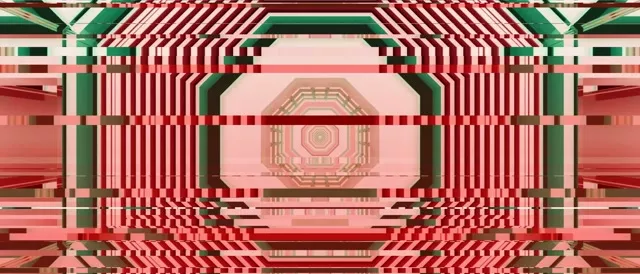 21:9 Ultrawide Neon Tunnel VJ Loop - Red Striped Octagon Screensaver 60fps