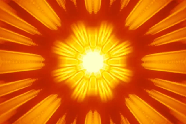 Radiant Yellow Starburst Neon Tunnel VJ Loop 60fps Screensaver 3:2