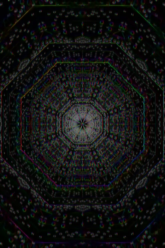 Neon Tunnel Octagon Vortex VJ Loop 60fps 2:3 Portrait Screensaver