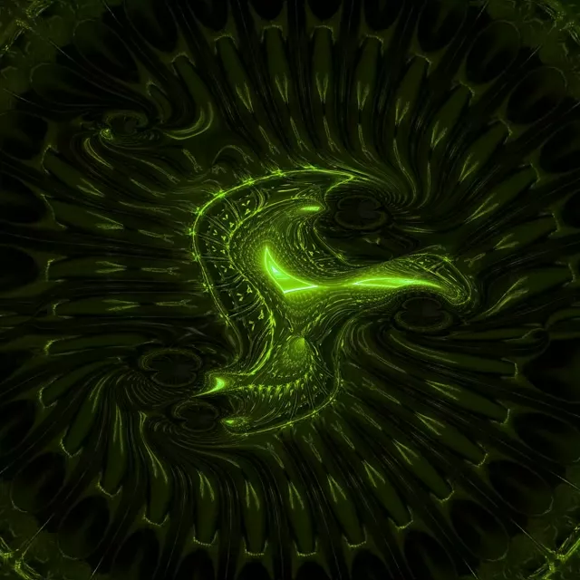 1:1 Square 60fps Neon Tunnel Screensaver - Radiant Green Spiral Motion Background