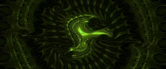 2.39:1 Anamorphic 60fps Neon Tunnel Screensaver - Shimmering Green Helix Live Wallpaper