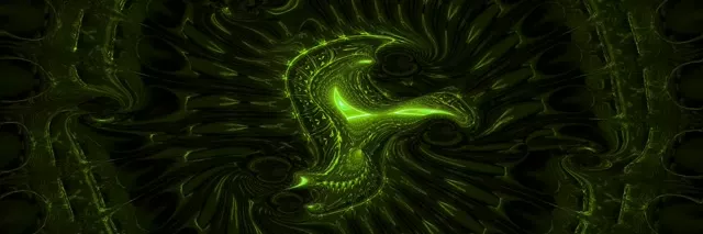 3:1 Ultrawide 60fps Neon Tunnel Screensaver - Radiant Green Fractal Veejay Loop