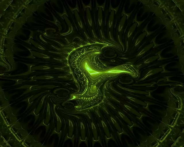 5:4 SXGA 60fps Neon Tunnel Screensaver - Glowing Green Kaleidoscope VJ Visual