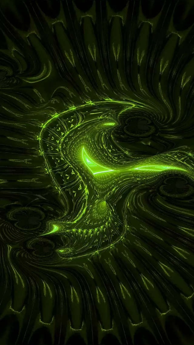 9:16 Reels 60fps Neon Tunnel Screensaver - Pulsating Emerald Fractal VJ Animation