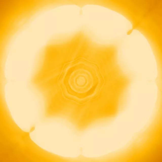 1:1 Square 60fps Screensaver | Warm Golden Neon Tunnel Visuals Loop Hypnotic Starburst