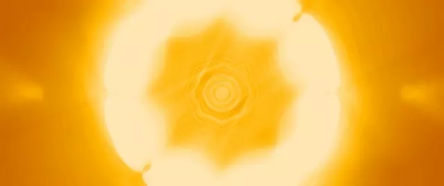 2.39:1 Cinematic 60fps Screensaver | Golden Neon Tunnel Veejay Animation Symmetrical Glow