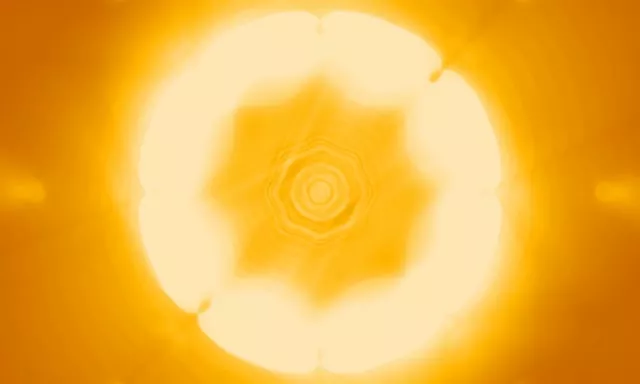 5:3 Premium 60fps Screensaver | Glowing Neon Tunnel Vj Footage Yellow Mandala Burst