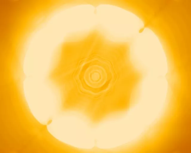 5:4 Quad 60fps Screensaver | Soft Neon Tunnel Motion Background Golden Kaleidoscope Loop