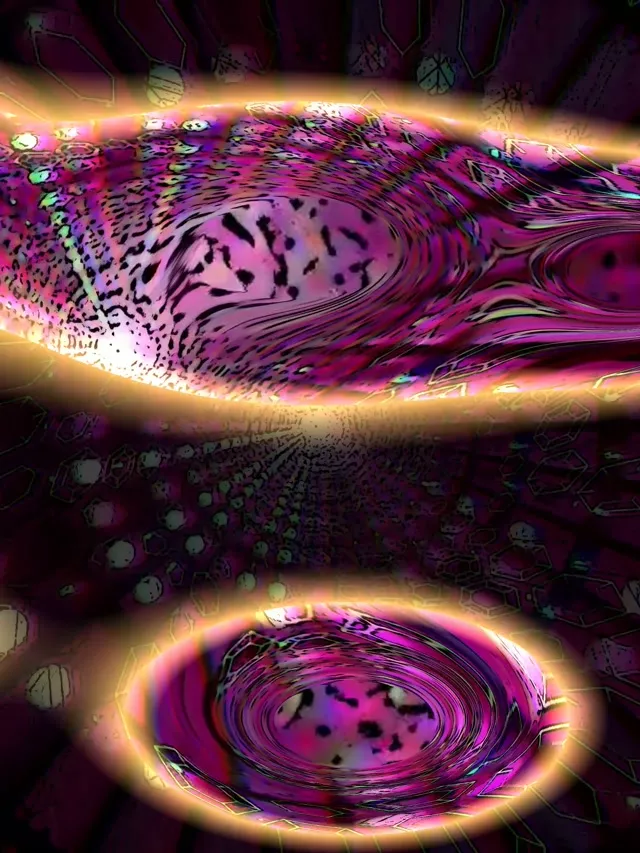 3:4 Vertical 60fps Neon Tunnel Screensaver Golden Magenta Kaleidoscope Vortex Animation