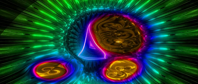 Neon Tunnel VJ Loop 21:9 Ultrawide 60fps Screensaver Glowing Coins Motion Background