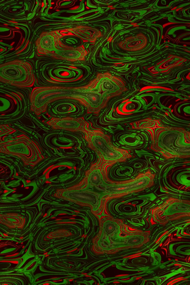 SCHRITT 1: Das Bild zeigt ein abstraktes Muster aus konzentrischen, gewellten Formen in Neon-Grün,