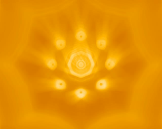 Golden Neon Tunnel with Glowing Orbs | VJ Loop 5:4 Industrial 60fps Screensaver