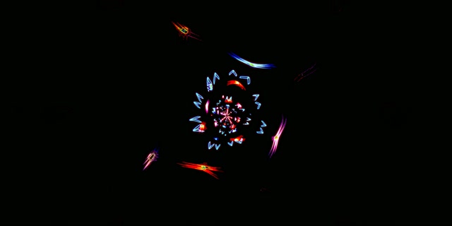 Neon Tunnel Fractal Kaleidoscope Burst VJ Loop 2:1 Univisium 60fps Screensaver