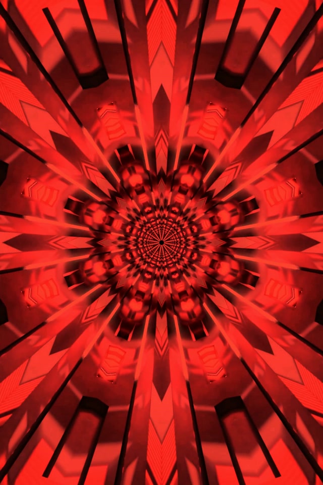 Red Fractal Kaleidoscope Neon Tunnel 2:3 Photo Portrait 60fps Screensaver Vj Loop