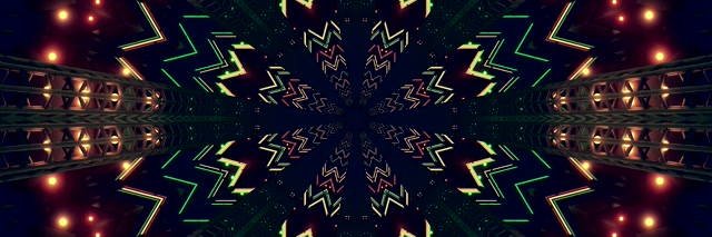 Neon Tunnel Berdeng Zigzag Screensaver 3:1 Triple Wide 60fps VJ Loop