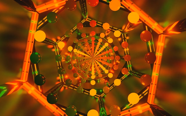 Neon Tunnel Orange Berde Screensaver 60fps 16:10 MacBook VJ Loop