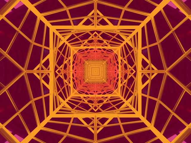 Neon Tunnel Recursive Square Vortex 4:3 Classic 60fps VJ Loop Screensaver