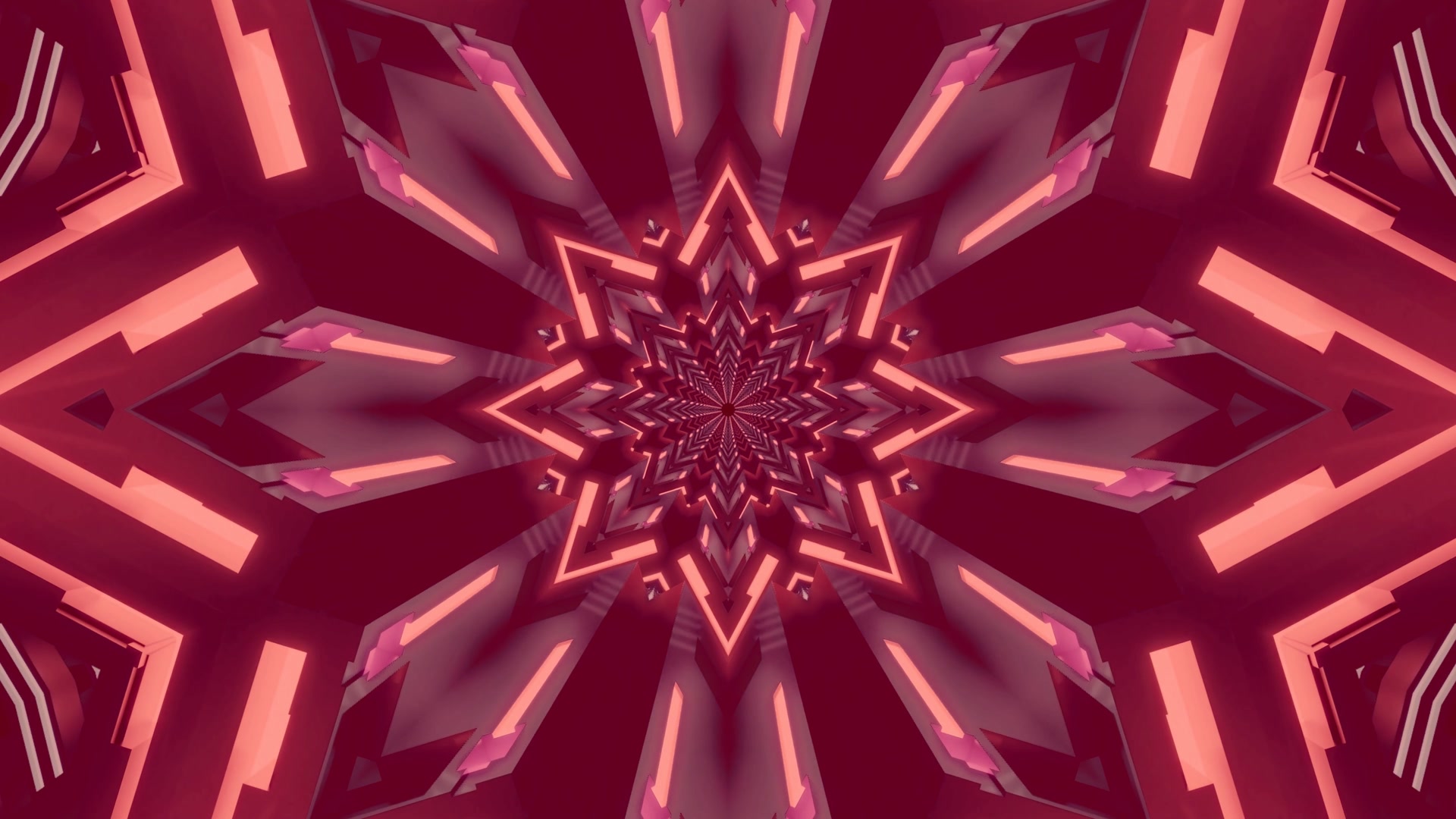 Crimson Star Neon Tunnel 4K UHD 60fps screensaver loopable video