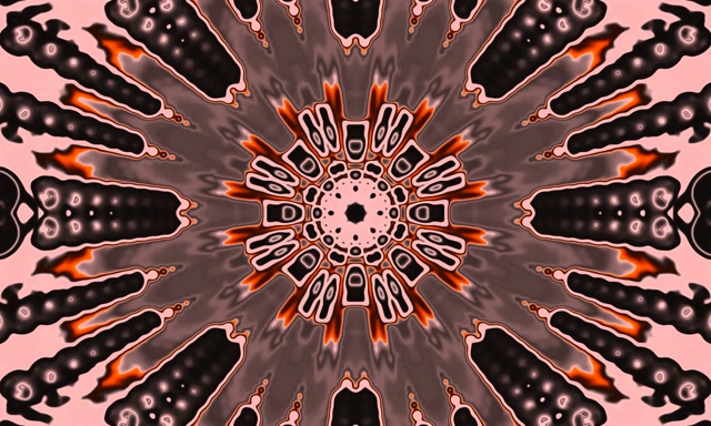 Neon Tunnel Coral Kaleidoscope Burst VJ Loop 5:3 Wide 60fps Screensaver