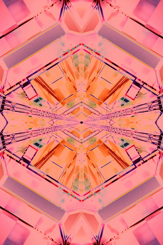 Neon Tunnel Rosas na Brilyante Kaleidoscope VJ Loop 2:3 Photo Portrait 60fps Screensaver