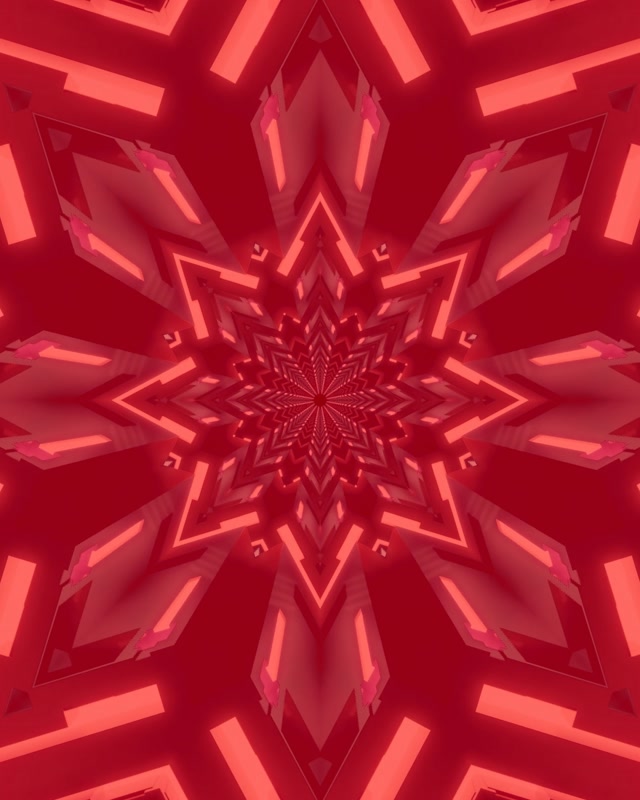 Neon Tunnel Red Star Kaleidoscope VJLoops 4:5 Instagram 60fps Screensaver