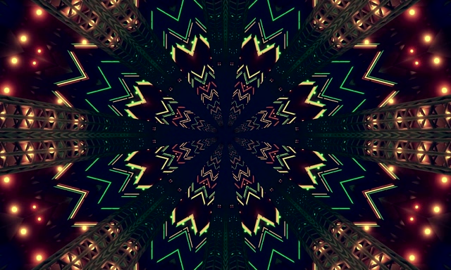 Neon Tunnel Berdeng Zigzag Screensaver 5:3 Wide 60fps VJ Loop PC