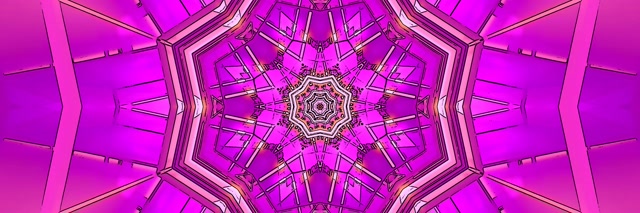 Neon Tunnel Pink Kaleidoscope Bituin Vj Loop 3:1 Triple Wide 60fps Screensaver