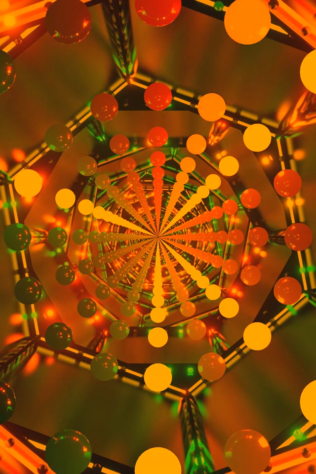 Neon Tunnel Orange Orbs 60fps Screensaver PC 2:3 Portrait VJ Loop