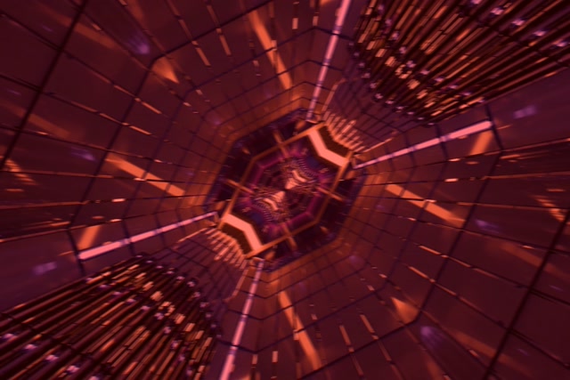 Neon Tunnel Pulang Hexagon Grid VJ Loop 3:2 Surface 60fps Screensaver