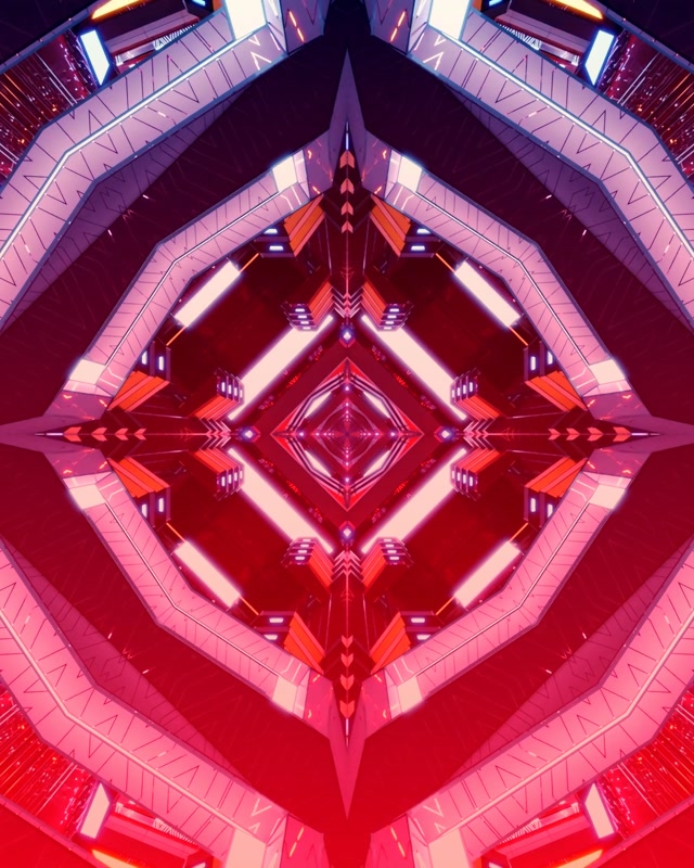 Neon Tunnel Pulang Diamond Kaleidoscope VJ Loop 4:5 Instagram 60fps Screensaver
