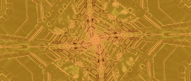 Golden Neon Tunnel Circuit Star Burst VJ Loop 21:9 Ultrawide 60fps Screensaver