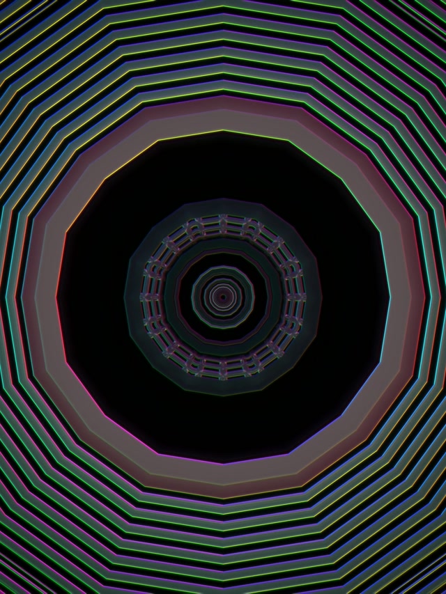 Neon Tunnel Spiraling Octagon Vortex 3:4 iPad Portrait 60fps Screensaver VJ Loop