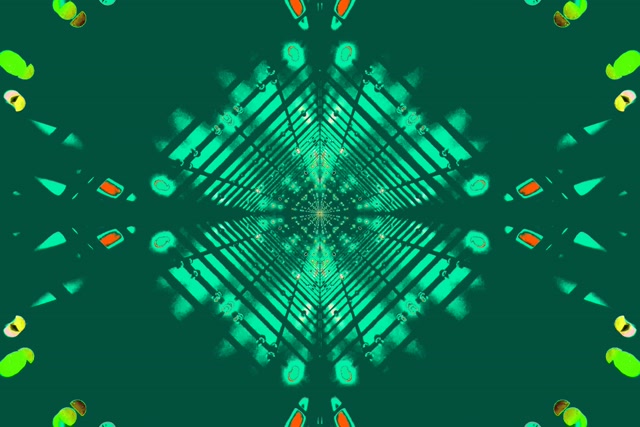 Neon Tunnel Green Diamond Kaleidoscope VJ Loop 3:2 Surface 60fps Screensaver