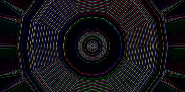 Neon Tunnel Octagonal Vortex Loop 2:1 Univisium 60fps VJ Animation Screensaver