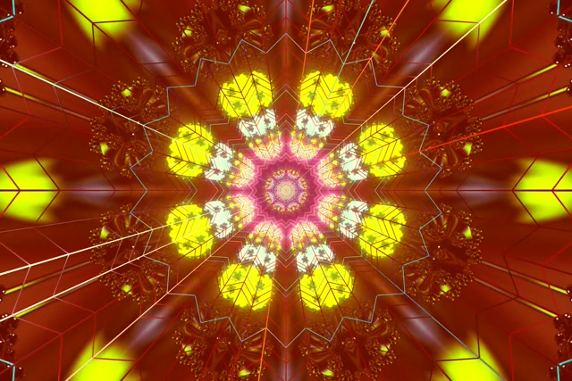 Neon Tunnel Red Star Kaleidoscope Vj Loop 3:2 Surface 60fps Screensaver