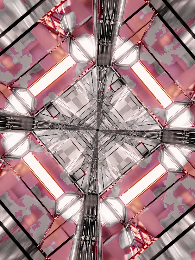 Neon Tunnel Pink Chrome Diamond Vj Loop 3:4 iPad Portrait 60fps Screensaver