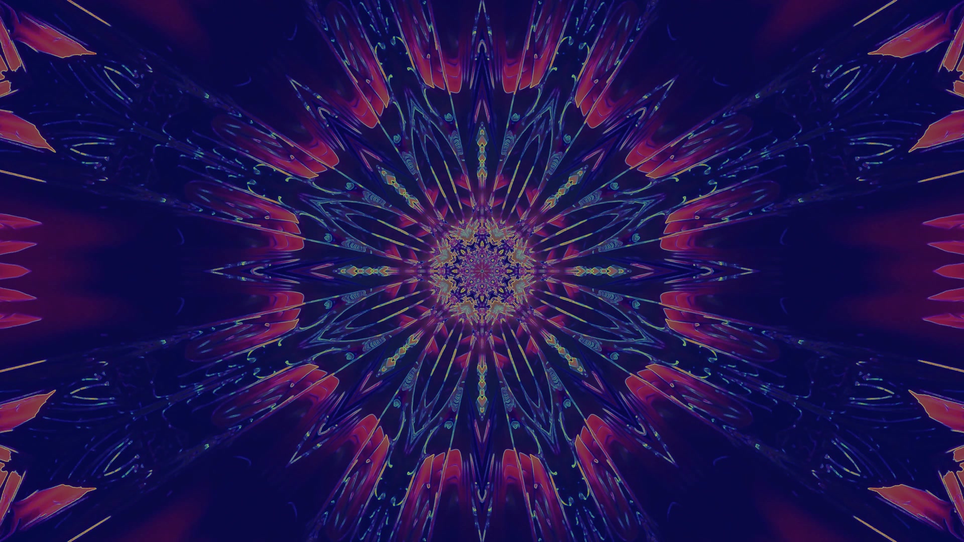 Mor Kırmızı Kaleidoskop Neon Tüneli 4K UHD 60fps Ekran Koruyucu PC