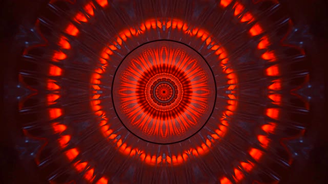 Kırmızı Kozmik Mandala Tüneli - Soyut Geometrik VJLoops Hareket Arkaplanı