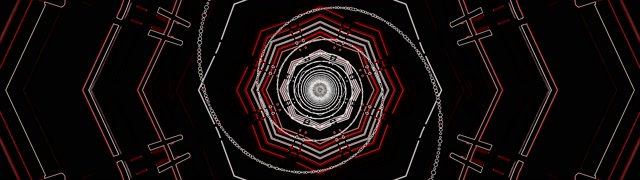 Neon Tünel Kırmızı Heksagon Girdap VJ Loop 60fps 32:9 Süper Ultrawide Ekran Koruyucu