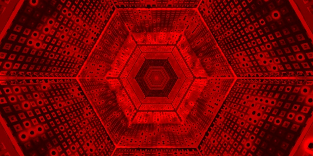 Kırmızı Neon Tünel Altıgen Girdap VJ Loop 2:1 Univisium 60fps Ekran Koruyucu