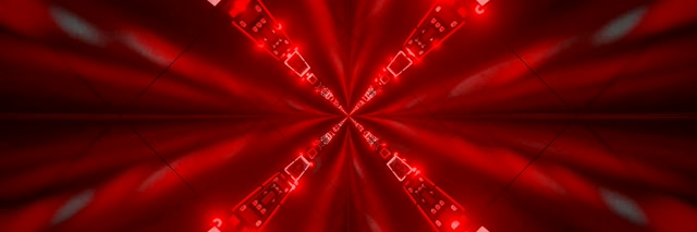 Kırmızı Neon Tünel Kaleidoskop Patlaması VJ Loop 3:1 Üçlü Geniş 60fps Ekran Koruyucu