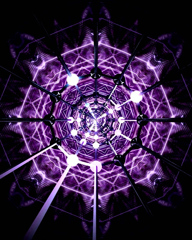 Neon Tunnel Mor Altıgen Kaleidoskop VJ Loop 4:5 Instagram 60fps Ekran Koruyucu