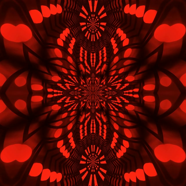 Kırmızı Fraktal Kaleidoskop Neon Tüneli VJ Loop 1:1 Square 60fps Ekran Koruyucu